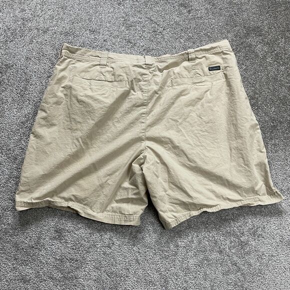 Columbia Chino Shorts Mens Beige Flat Front Slash Pocket Cotton Casual 42x8 - Picture 2 of 13